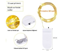 3 M 30 Işıklı 5 Beyaz 5 RENKLİ Peri Led Pilli