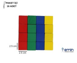 A2516 Ahşap Renkli Küp 25x25 mm *200