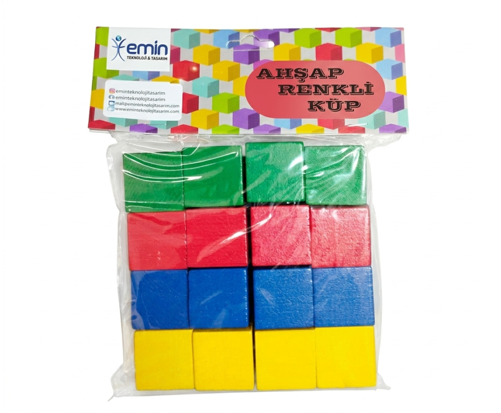 A2516 Ahşap Renkli Küp 25x25 mm *200