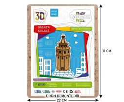 3D Galata Kulesi Mini Ahşap Maket