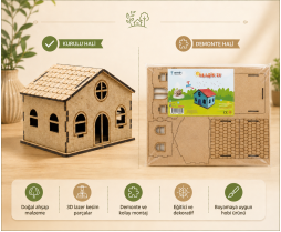 3D Ahşap Klasik Ev Maketi