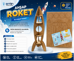3D Ahşap Roket Maketi 