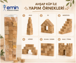 Ahşap Küp Naturel 2.5x2.5 cm 36'lı Paket