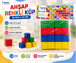 A2516 Ahşap Renkli Küp 25x25 mm *200