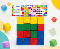 A0029 Ahşap Renkli Küp 30x30 mm*120