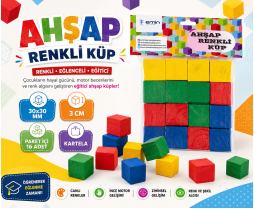 A0029 Ahşap Renkli Küp 30x30 mm*120