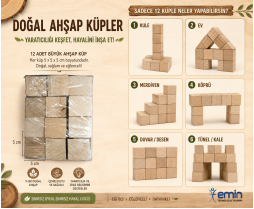 Ahşap Küp Naturel 5x5 cm12'li