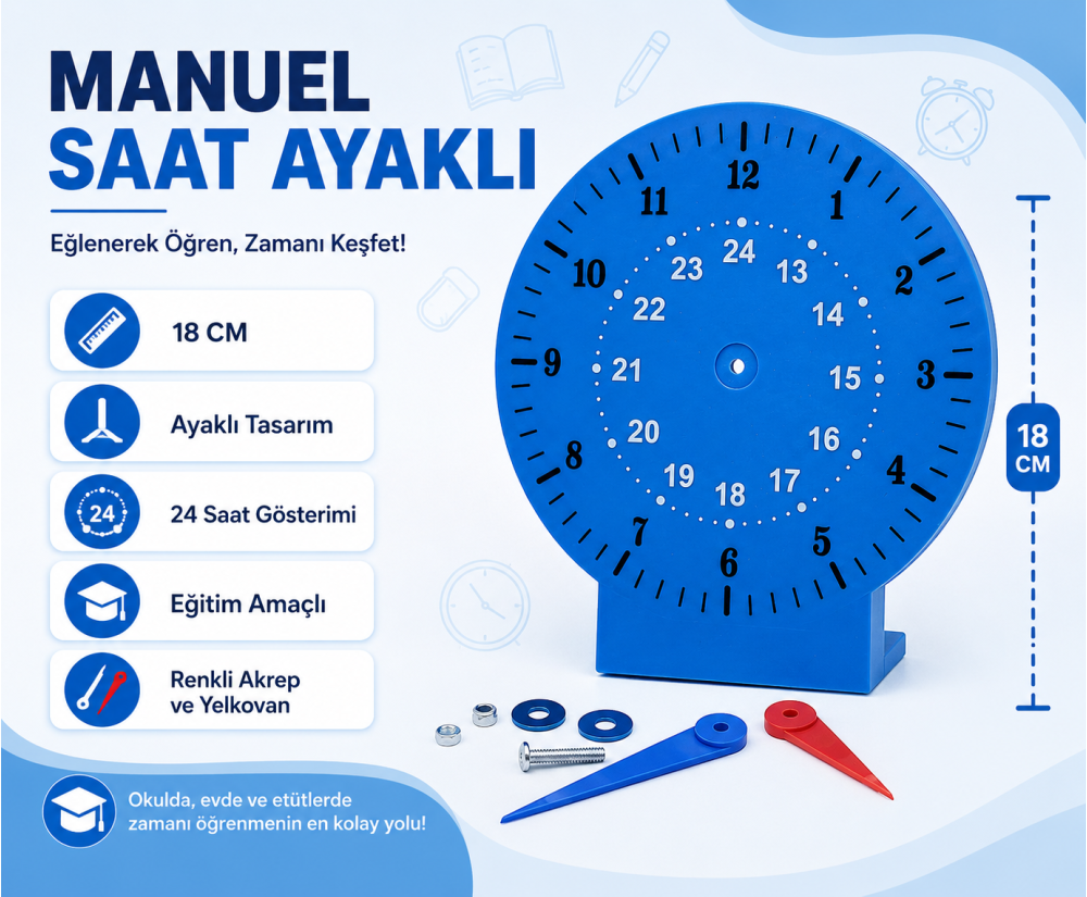 Manuel Saat Büyük Boy Ayaklı (18 CM)