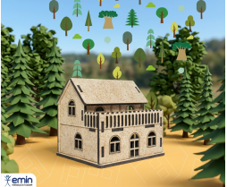 3D Balkonlu Ev Mini Maketi (Demonte)