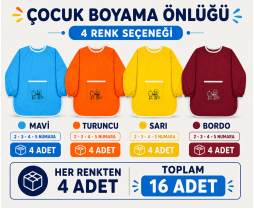 Boyama Önlüğü Çocuk (2-3-4-5 Numara) 16'lı Paket 