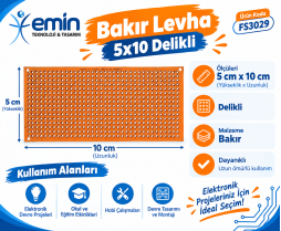 Bakır Levha 5x10 Delikli 