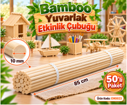 Bamboo Yuvarlak Etkinlik Çubuğu (10 mm X 85 cm) 50 'li Paket 