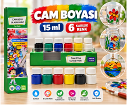 Cam Boyası 15 ml 6 Karışık Renk 