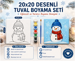 Desenli 20X20 Tuval Seti (Boyalı+Fırçalı)