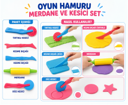 Oyun Hamuru Merdane ve Kesici Set