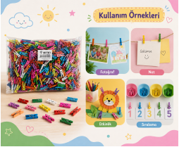 Ahşap Mandal 2.5 cm Renkli 1000'Lİ