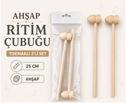 Ahşap Ritim Çubuğu 25 CM - 2'li Set 12'li Paket