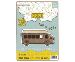 3D Otobüs Mini Ahşap Maket