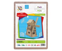 3D Yel Değirmeni Ahşap Maket