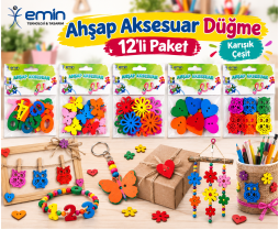 Ahşap Aksesuar Düğme 12'li Paket