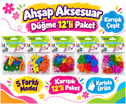Ahşap Aksesuar Düğme 12'li Paket