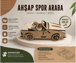 3D Ahşap Araba Maketi