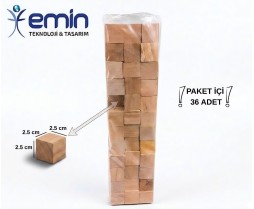 Ahşap Küp Naturel 2.5x2.5 cm 36'lı Paket