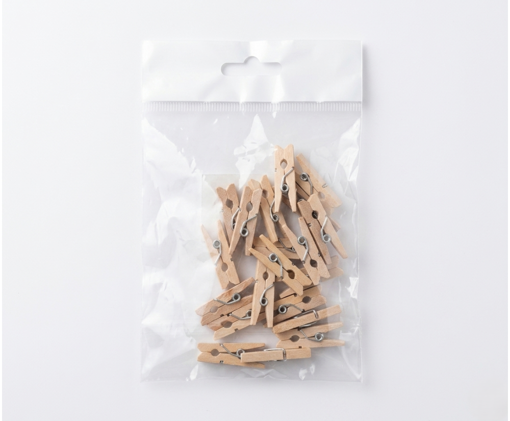 Ahşap Mandal Naturel 2,5 cm 20'li 