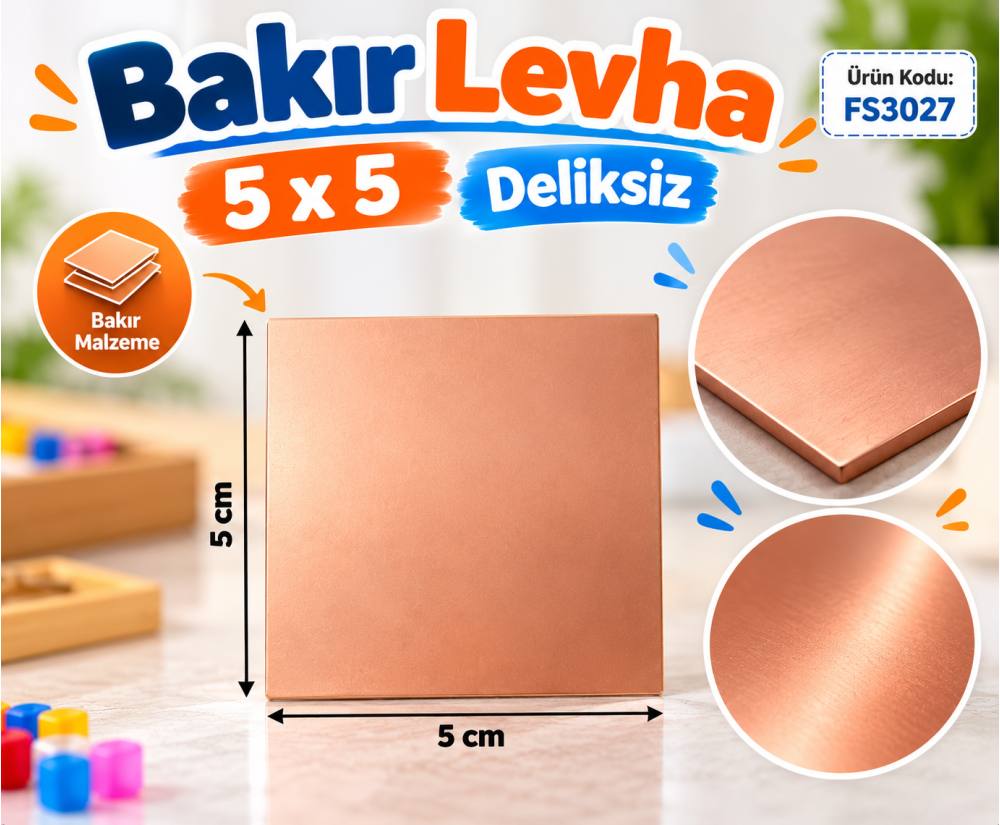 Bakır Levha 5x5 Deliksiz 