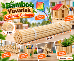 Bamboo Yuvarlak Etkinlik Çubuğu (8 mm X 85 cm) 50 'li Paket Bamboo Yuvarlak Etkinlik Çubuğu (8 mm X 85 cm) 50 'li Paket