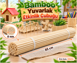 Bamboo Yuvarlak Etkinlik Çubuğu (8 mm X 85 cm) 50 'li Paket 