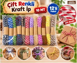 Çift Renkli Kraft İp 10 MT 12'li 