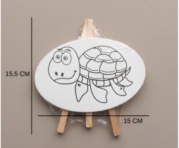 15 cm Oval Tuval (Desenli + Şövaleli) 6'lı Paket 