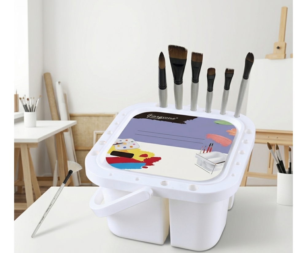 Plastik Fırça Temizleme Kabı Saplı