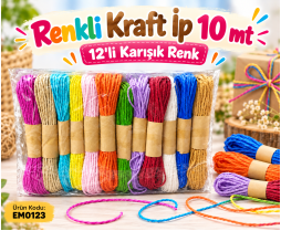 Renkli Kraft İp 10 MT 12'li 