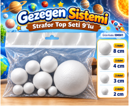 Gezegen Sistemi Strafor Top Seti 9'lu 
