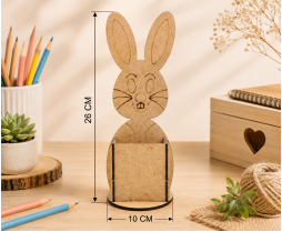 3D Ahşap Tavşanlı Kalemlik Maketi