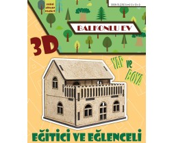 3D Balkonlu Ev Mini Maketi (Demonte)