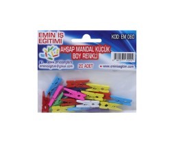 Ahşap Renkli Mandal (Küçük Boy 20'li)