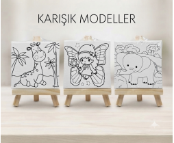 Resimli Şövaleli Tuval 10*10 CM 3'lü Paket