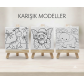 Resimli Şövaleli Tuval 10*10 CM 3'lü Paket
