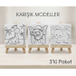 Resimli Şövaleli Tuval 10*10 CM 3'lü Paket