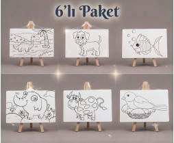 Dikdörtgen Resimli Şövaleli Tuval 6'lı Paket (10x15 ± CM)