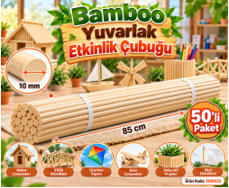 Bamboo Yuvarlak Etkinlik Çubuğu (10 mm X 85 cm) 50 'li Paket Bamboo Yuvarlak Etkinlik Çubuğu (10 mm X 85 cm) 50 'li Paket